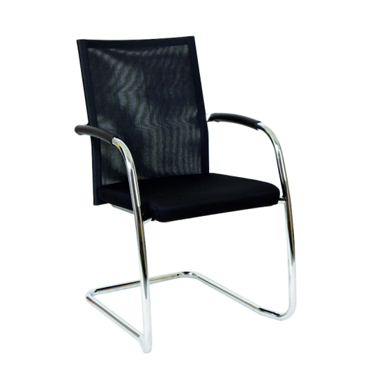 Freischwinger, schwarzer Mesh-Bezug
