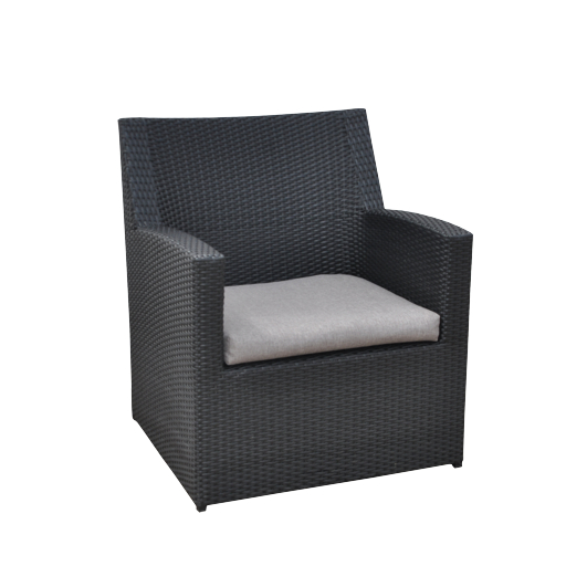 Polyrattansessel "Classic" mit Sitzkissen grau