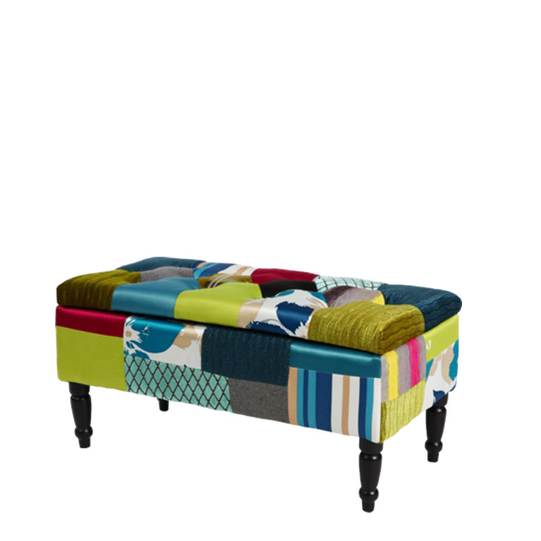 Loungehocker / Sitzbank "Retro" Patchwork gemustert