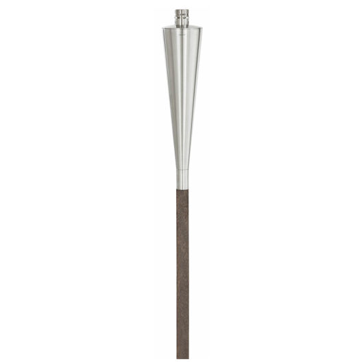 Hochwertige Edelstahlfackel mit Holzstab 145cm