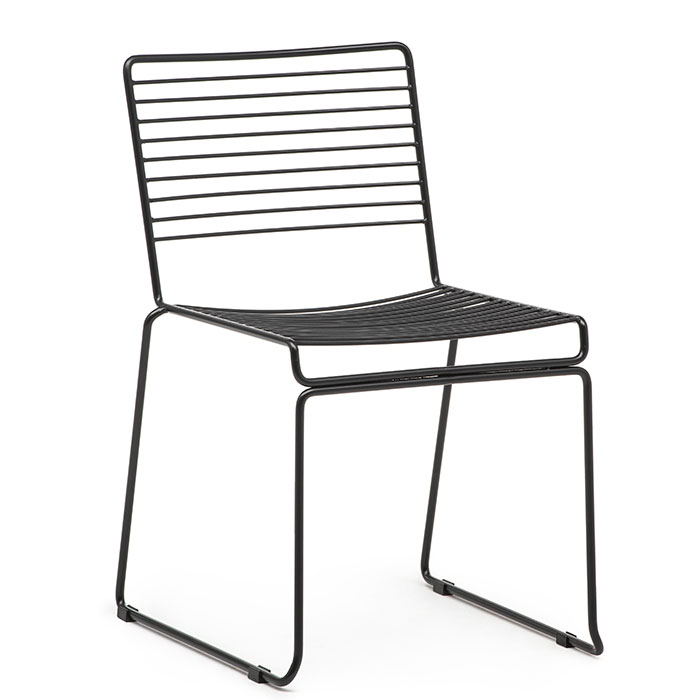 Designstuhl "Wire" mattierter Stahl schwarz