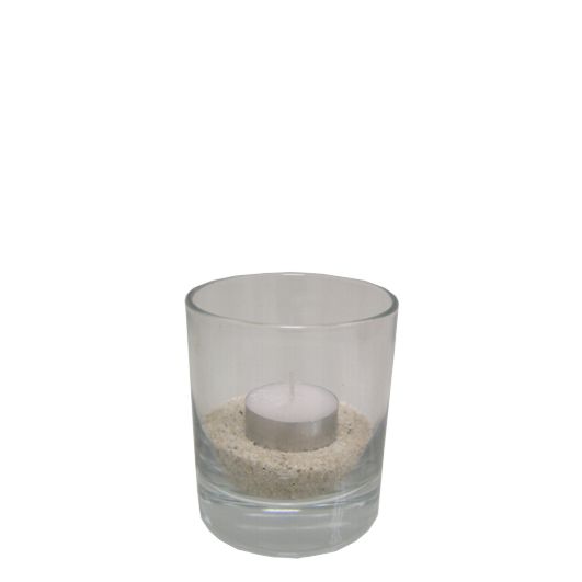 Dekoset "Classic", Glas gefüllt mit feinem Sand & Teelicht