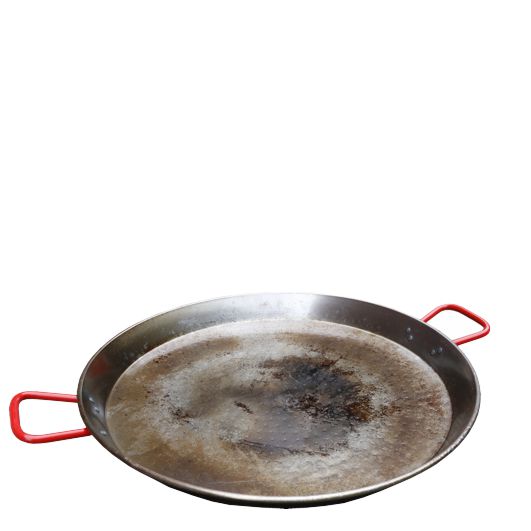 Paellapfanne, rund 60cm mit roten Griffen